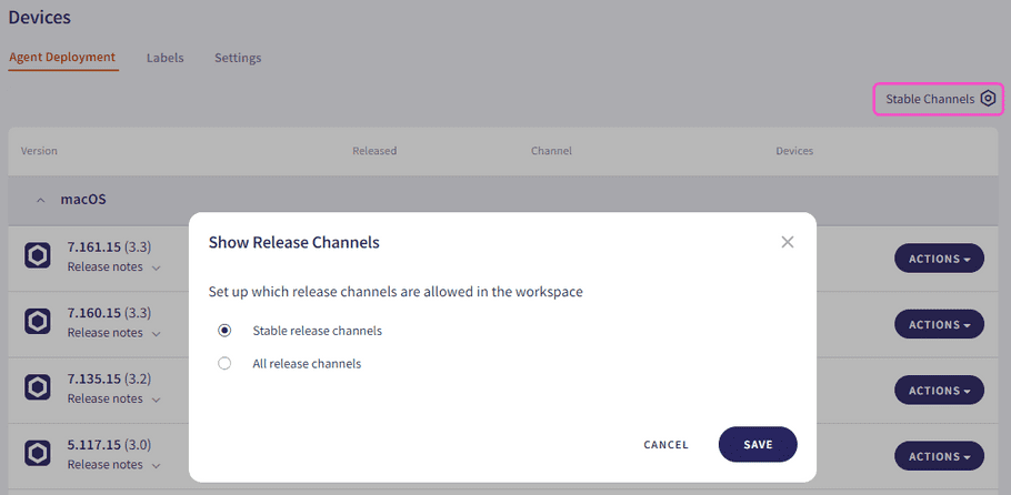 Release channels