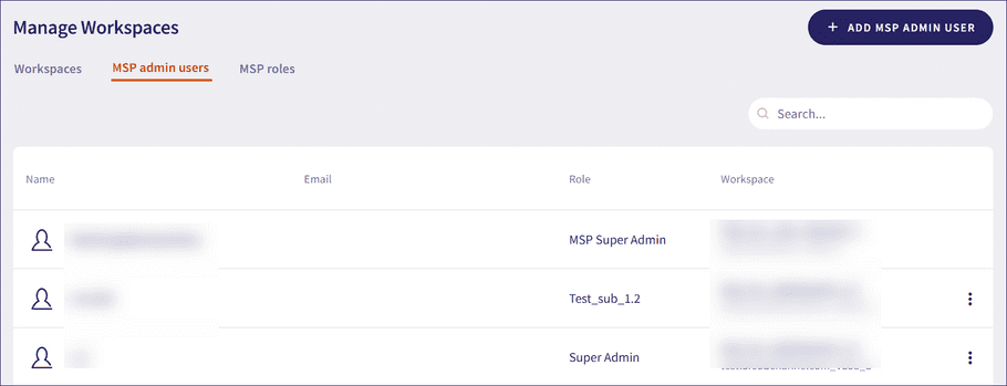 MSP admin users