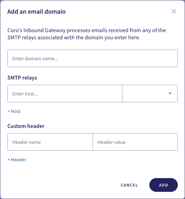 Adding your domain details