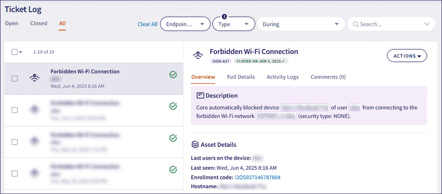 Forbidden Wi-Fi Connection ticket
