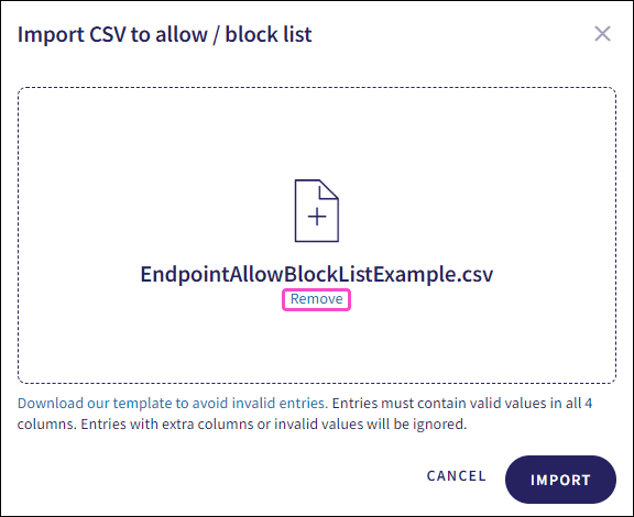 Remove CSV file