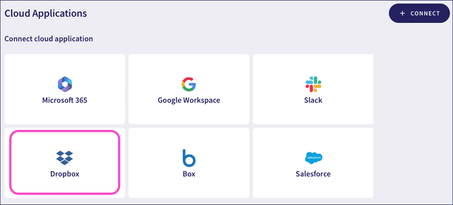 Cloud apps screen