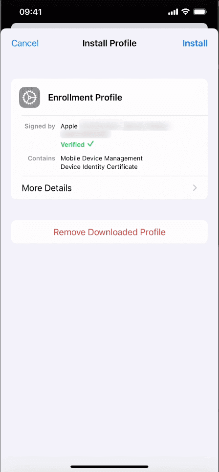 Enrollng an iOS device as BYOD