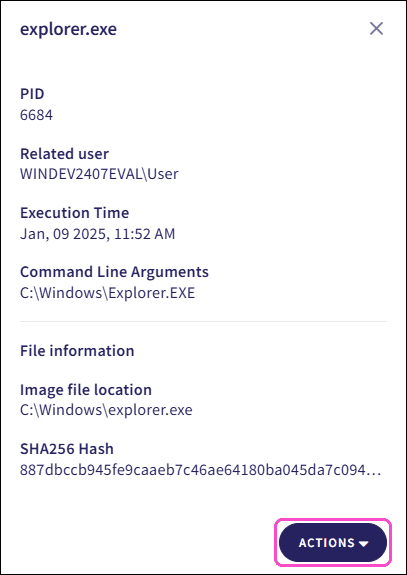 EDR process graph actions