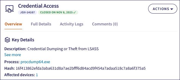 EDR ticket event details