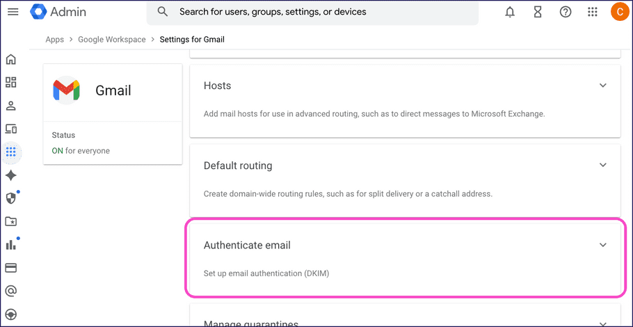 Set up email authentication in Gmail with DKIM