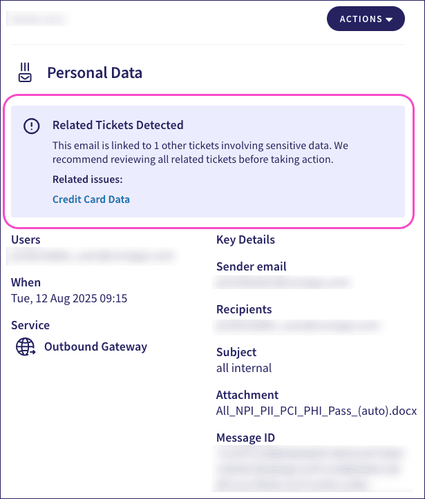 Related tickets detected for an event