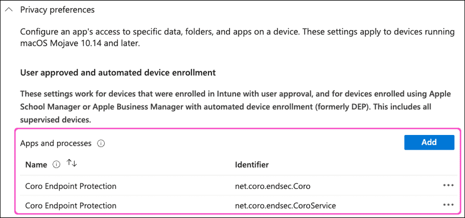 Completed Privacy preferences