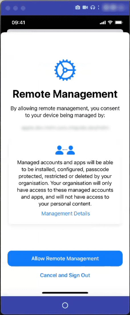 iOS device allow remote management