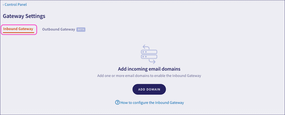 Inbound gateway tab