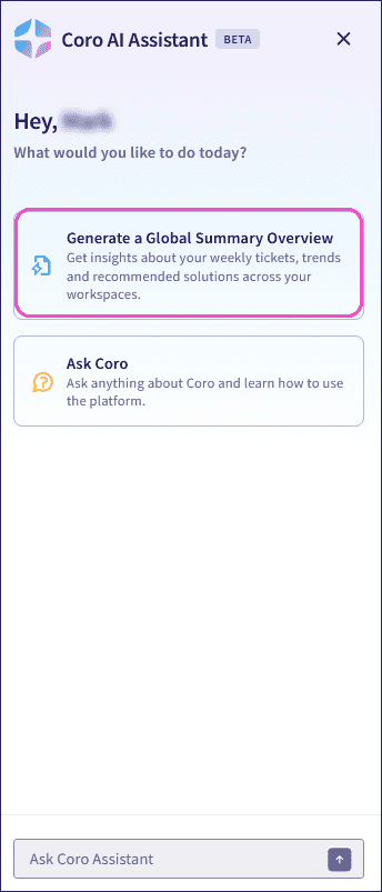 Coro AI ticket global summary
