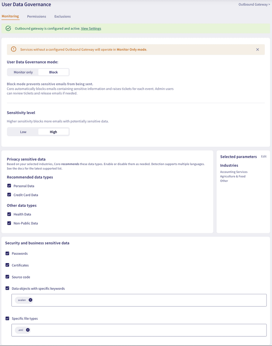 Monitoring Tab - configured