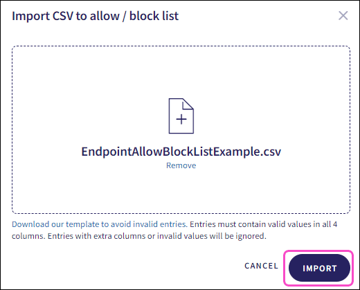 Import CSV file