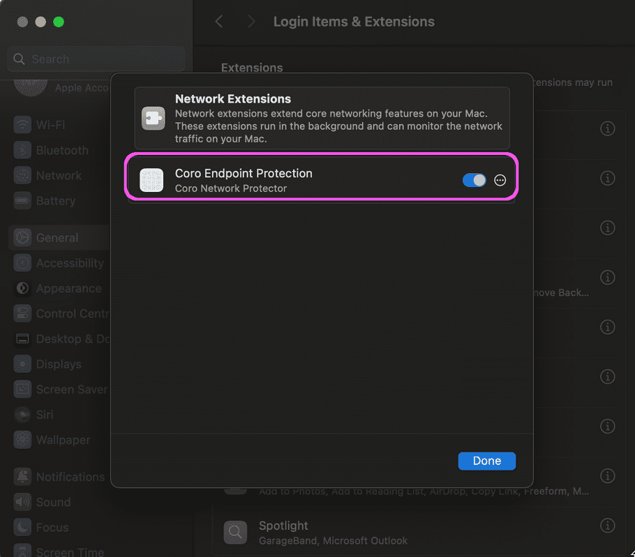 Coro network extensions