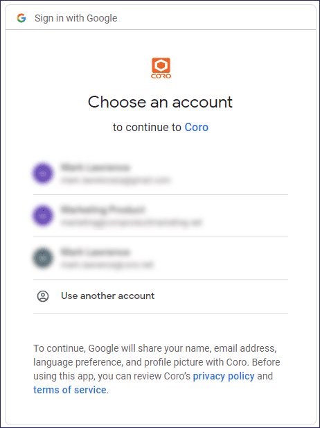 Select Google account