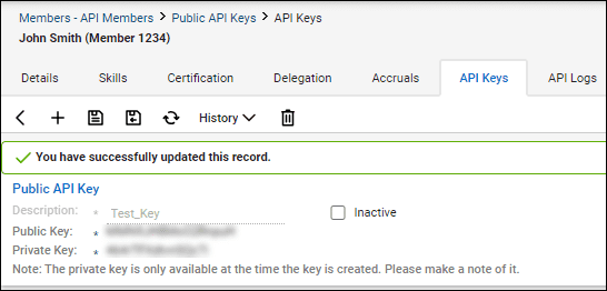 API keys created