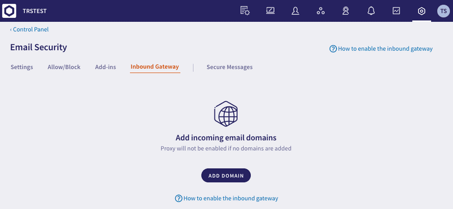 Inbound Gateway configuration page