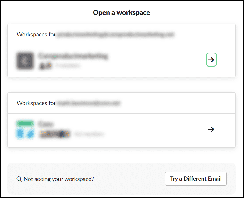 Open a workspace screen