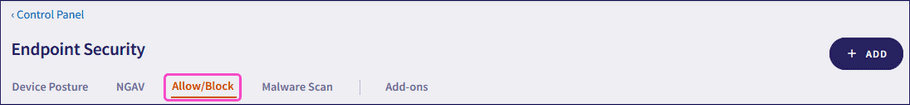Endpoint Security Allow/Block tab