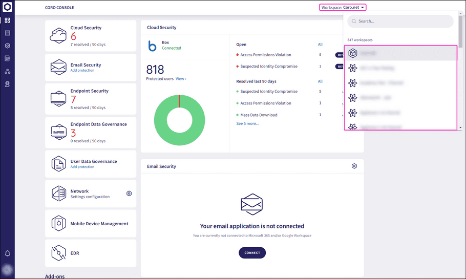 Select Workspace to View