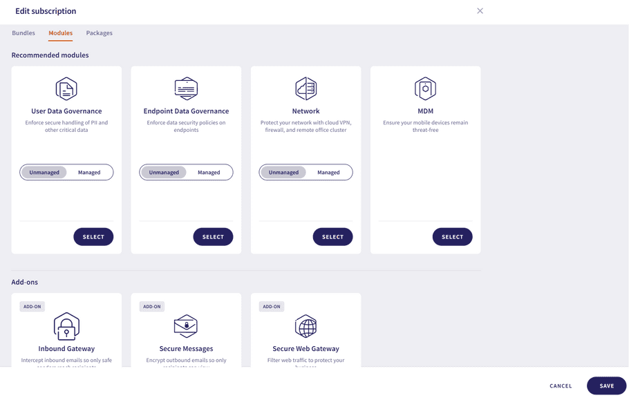 module and add-on selected