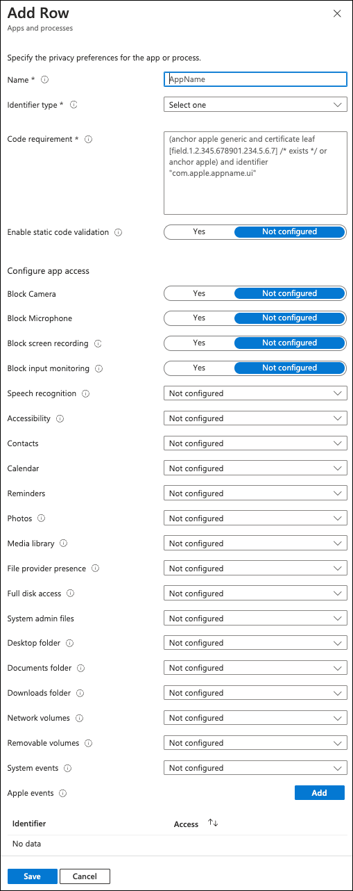 Add row dialog