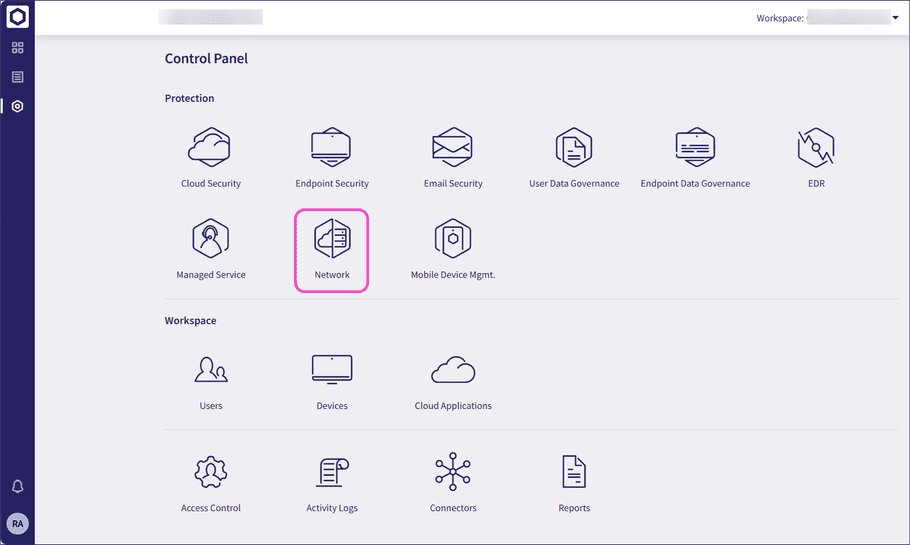 Network from Control panel