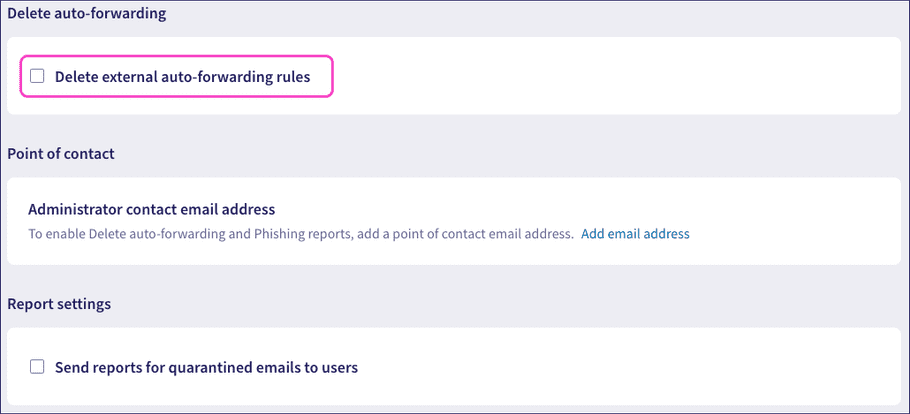 Enabling auto-forwarding blocking