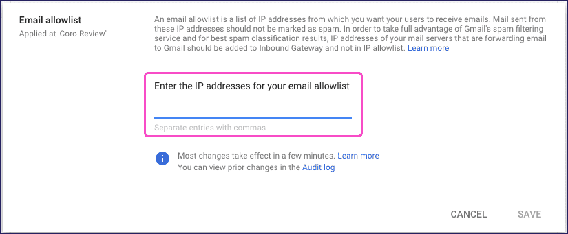Gmail - Entering the Coro SAT IP address